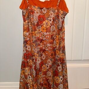 SHEIN Strapless Floral Dress in Orange and White
